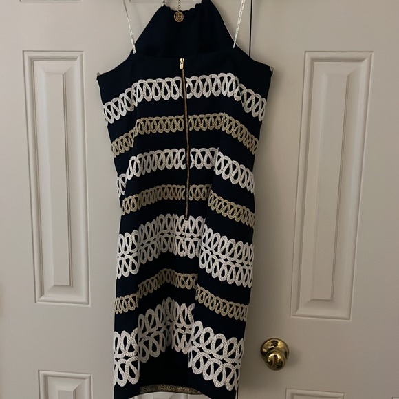 Gorgeous Lilly Navy, White, and Gold Dress - Picture 4 of 7